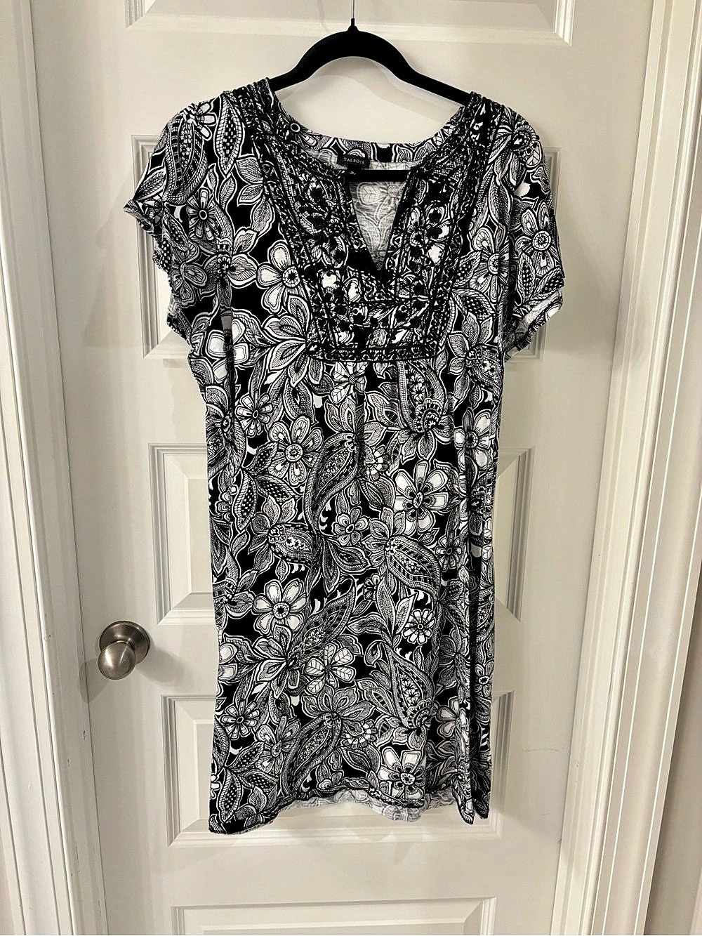 Talbots Floral Mini Dress in Black & White Size XL